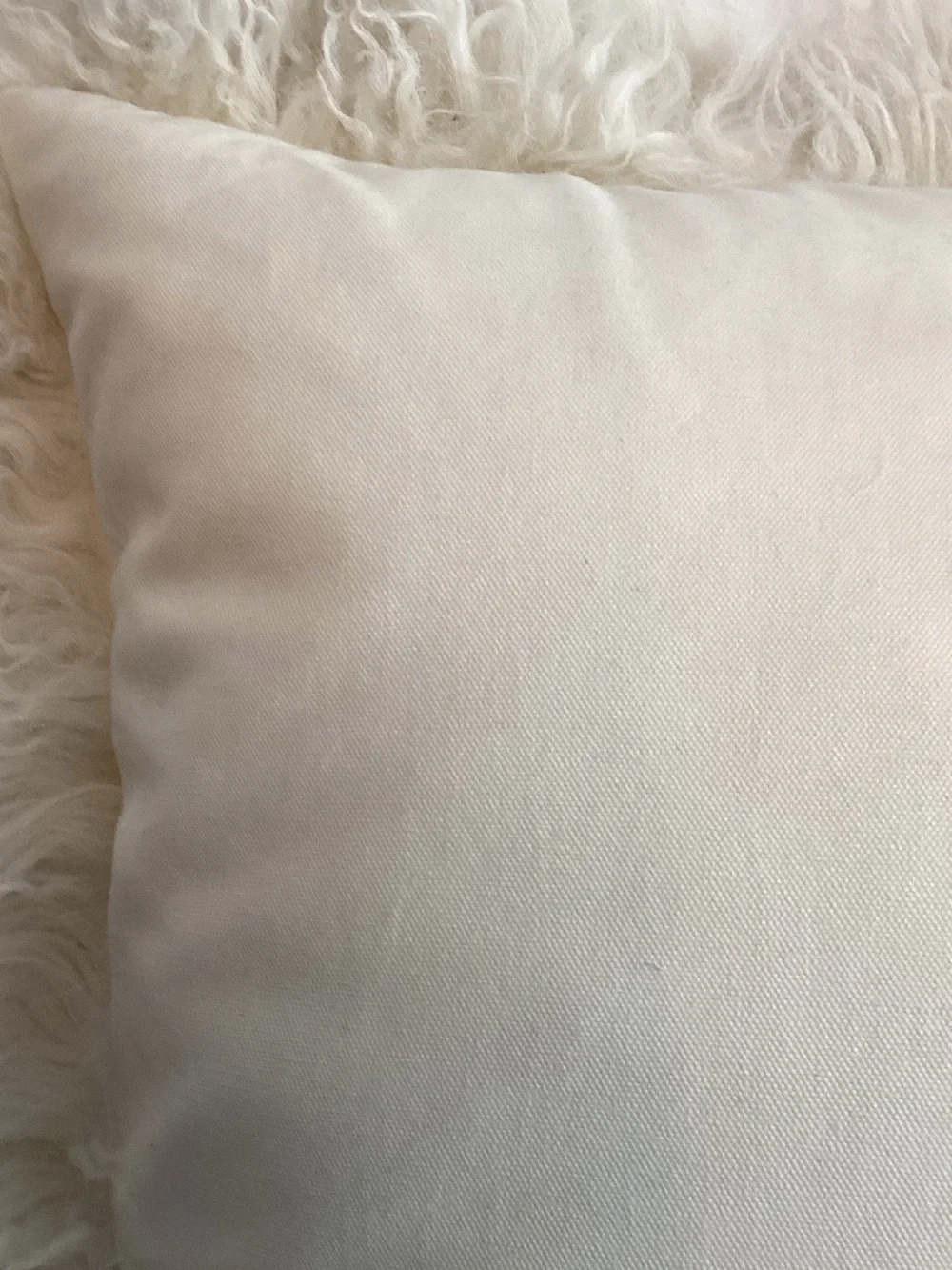 West Elm White Sheep Hair Pillows (2)